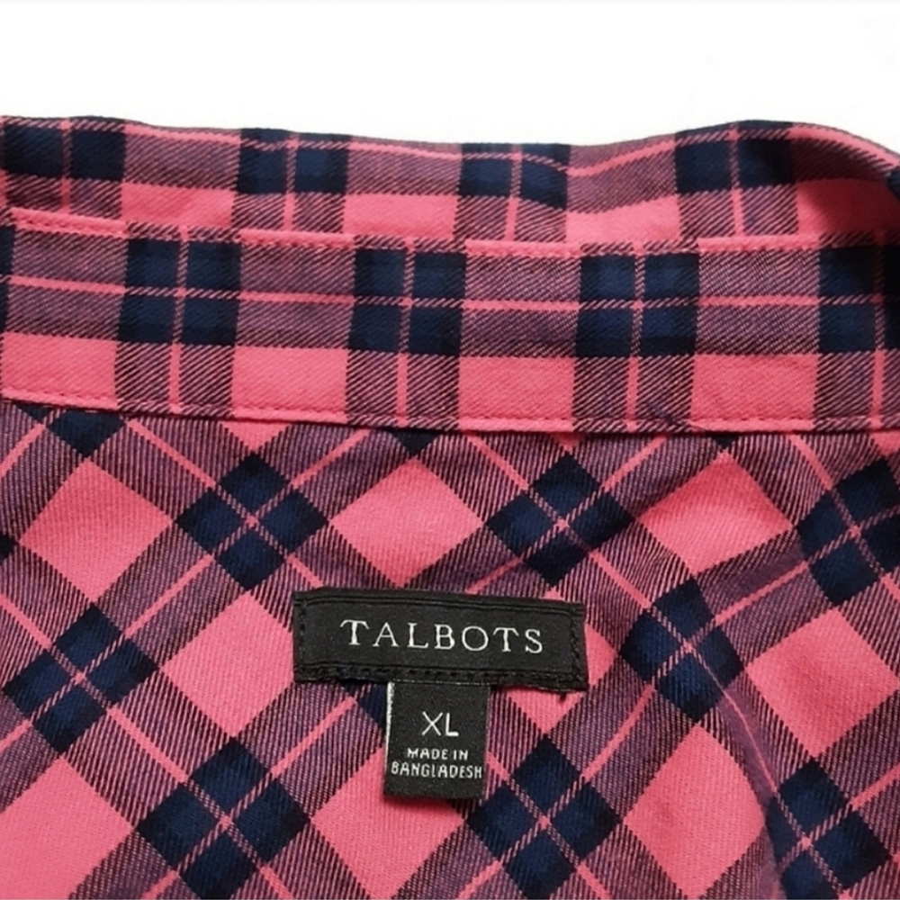 Talbots Button Up Flannel Plaid Shirt Womens XL - Picture 5 of 14